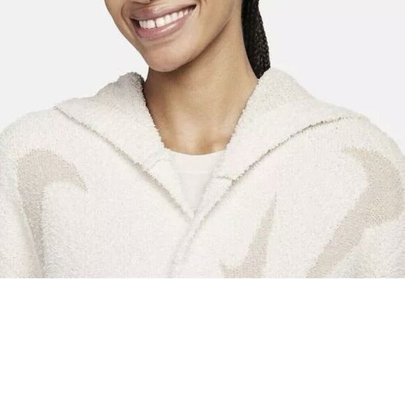 Nike Phoenix Cozy Bouclé Long Knit Cardigan Cream FD4282 105 Women's LARGE - Picture 5 of 8